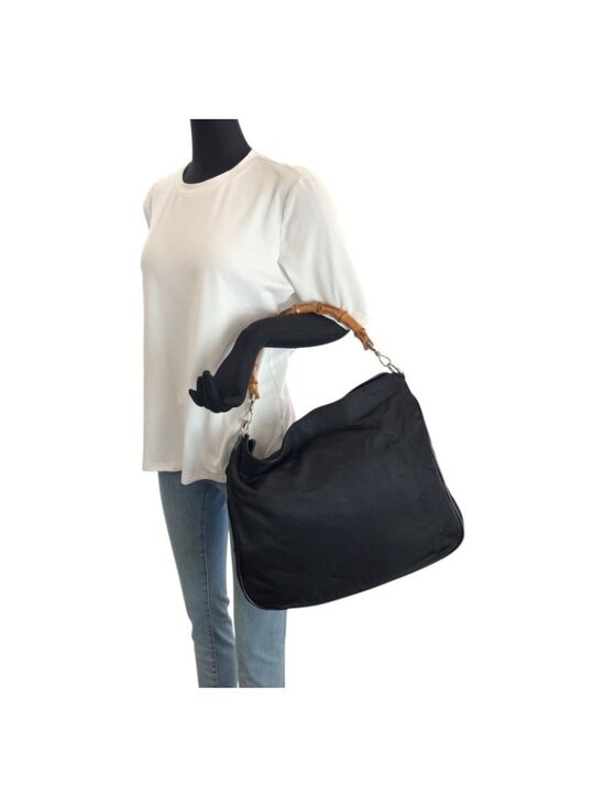 Gucci Black Silver Nylon Leather 001 Shoulder Bag - Picture 7 of 9